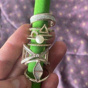 Silver/ glitter rings